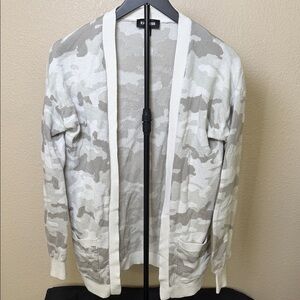 Express White and Gray Camo Cardigan